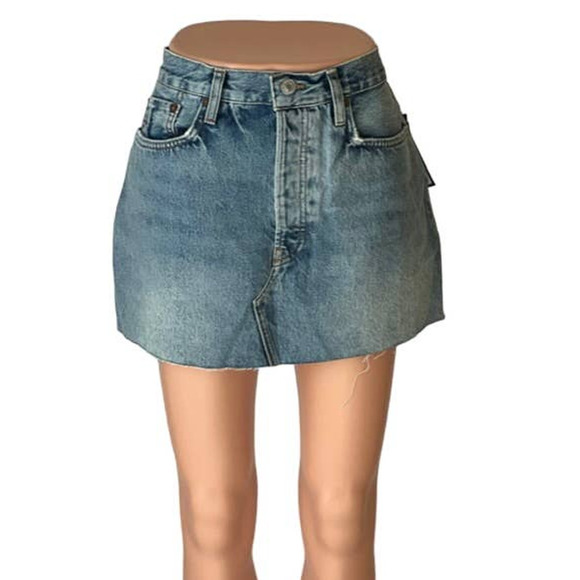 RE/DONE 90s Original Mini Skirt in Faded Blues - Picture 1 of 10